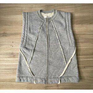 Aiko Womens Vest Gray Heathered Waist Drawstring Lined Full Zip Lined Crew USA M